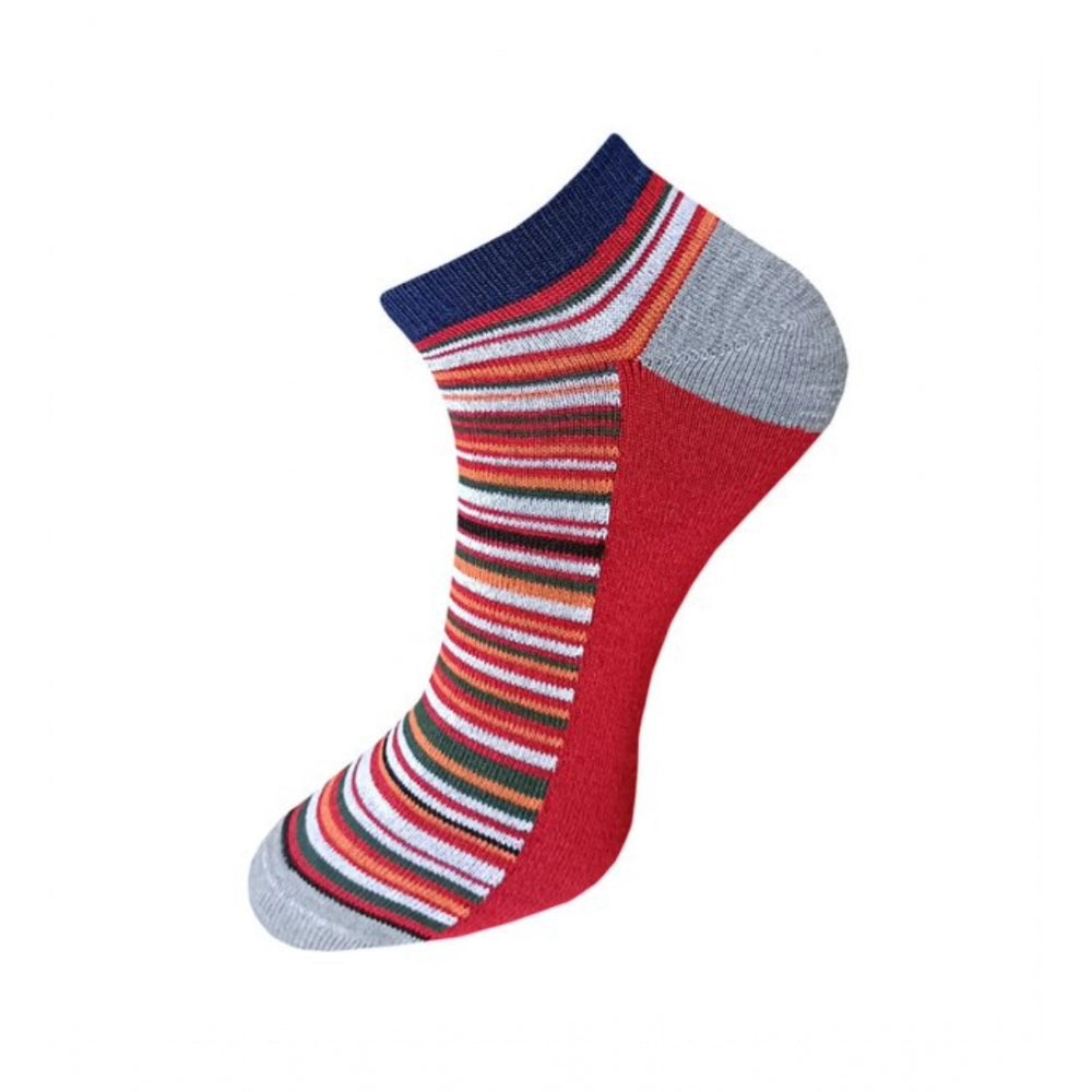 3_Pair Set Unisex Casual Cotton Striped Ankle Length Socks (Multicolor)