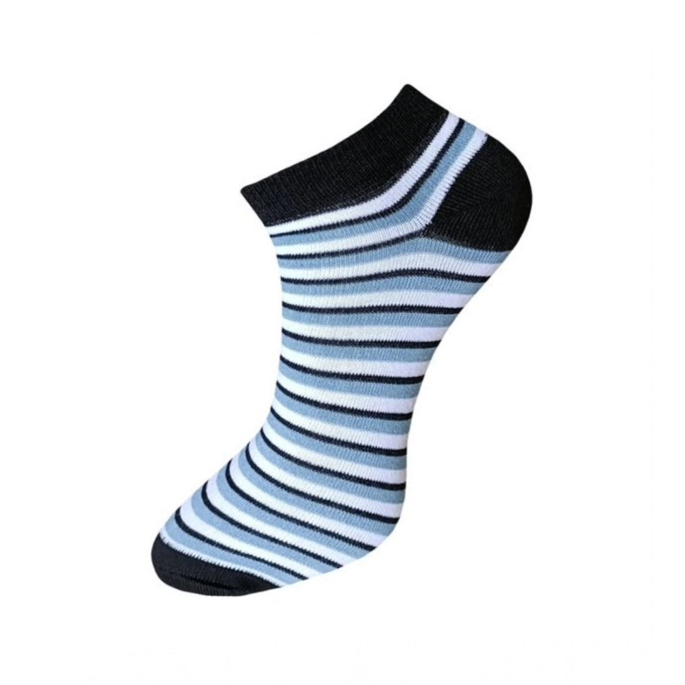 3_Pair Set Unisex Casual Cotton Striped Ankle Length Socks (Multicolor)