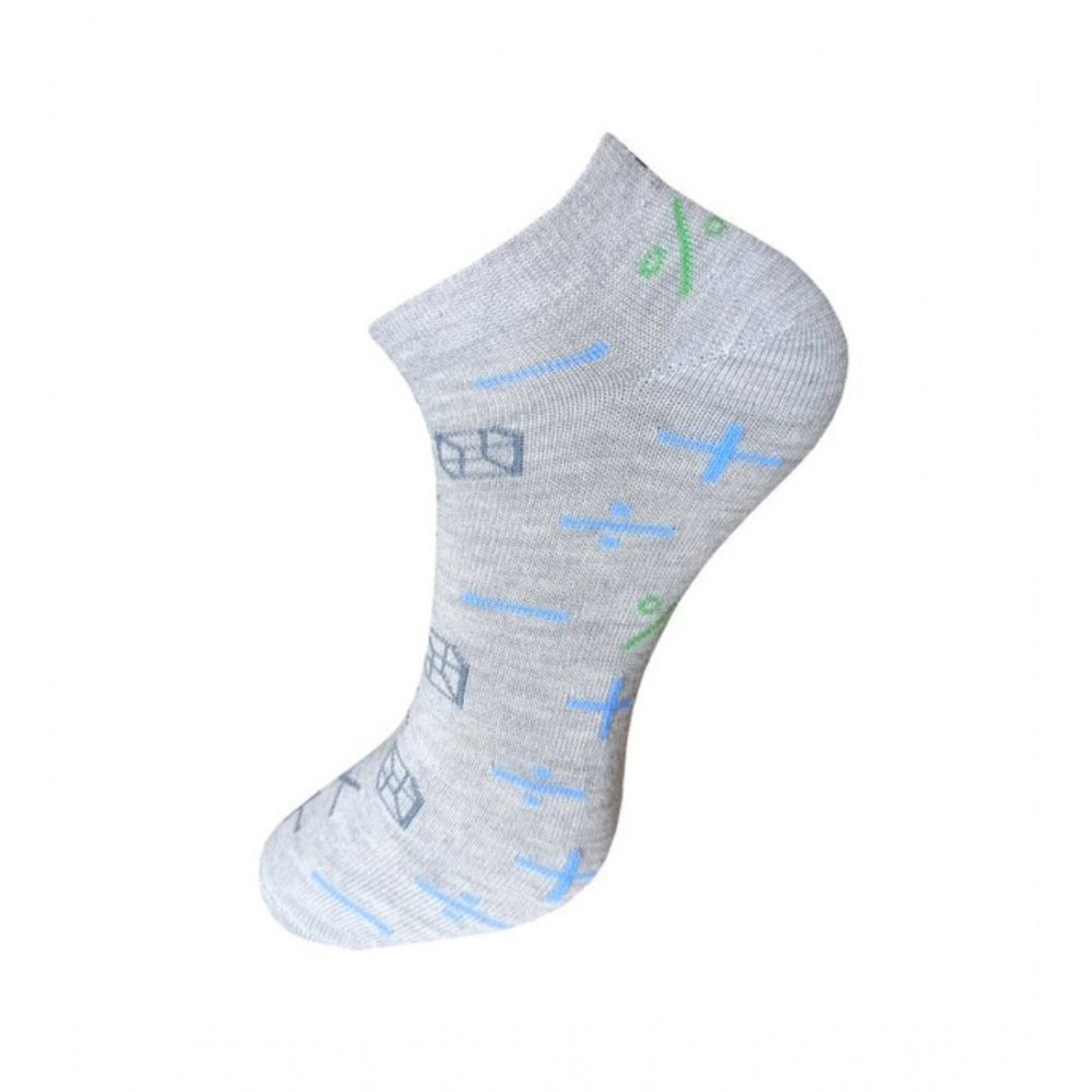 3_Pair Set Unisex Casual Cotton Printed Ankle Length Socks (Multicolor)