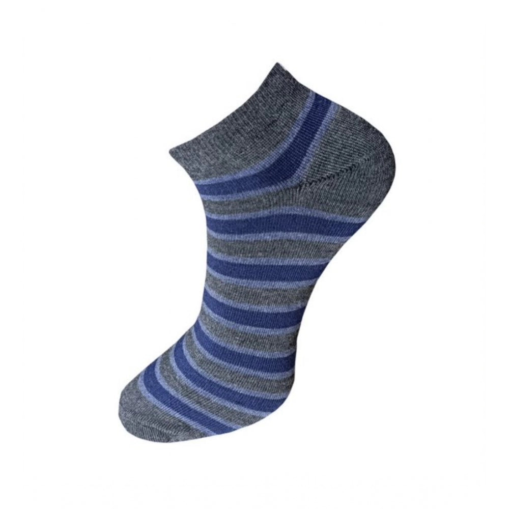 3_Pair Set Unisex Casual Cotton Striped Ankle Length Socks (Multicolor)