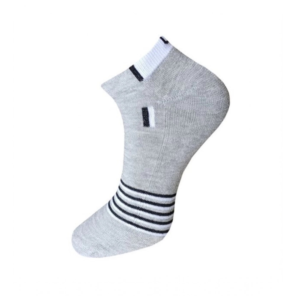 3_Pair Set Unisex Casual Cotton Striped Ankle Length Socks (Multicolor)