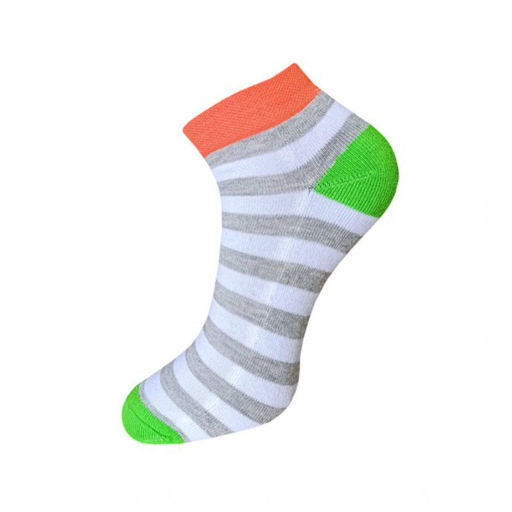 3_Pair Set Unisex Casual Cotton Striped Ankle Length Socks (Multicolor)