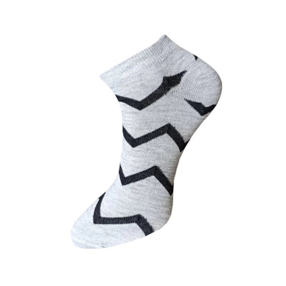 3_Pair Set Unisex Casual Cotton Printed Ankle Length Socks (Multicolor)