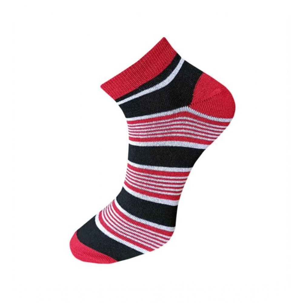 3_Pair Set Unisex Casual Cotton Striped Ankle Length Socks (Multicolor)