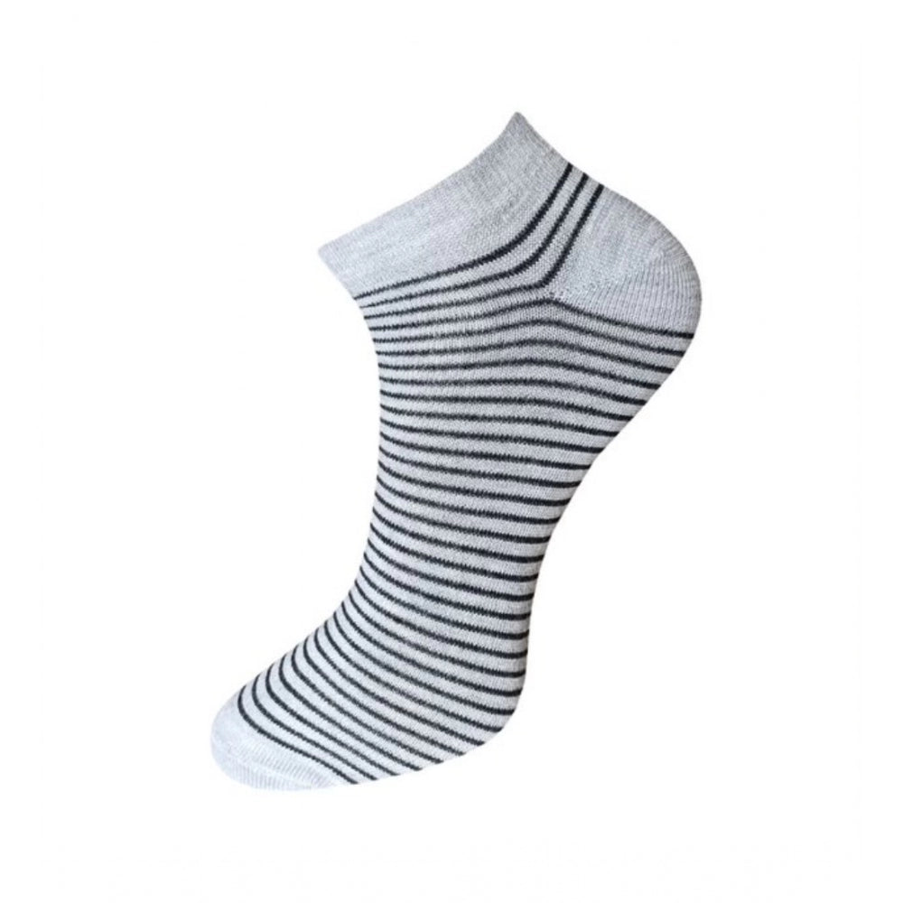 3_Pair Set Unisex Casual Cotton Striped Ankle Length Socks (Multicolor)