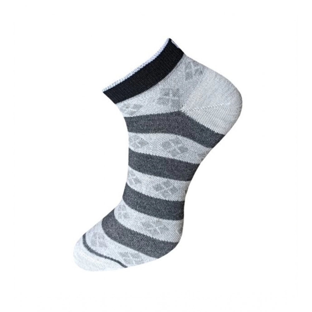 3_Pair Set Unisex Casual Cotton Printed Ankle Length Socks (Multicolor)