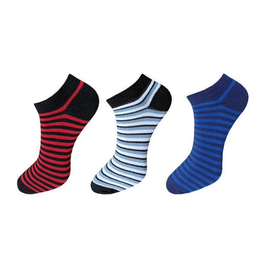 3_Pair Set Unisex Casual Cotton Striped Ankle Length Socks (Multicolor)