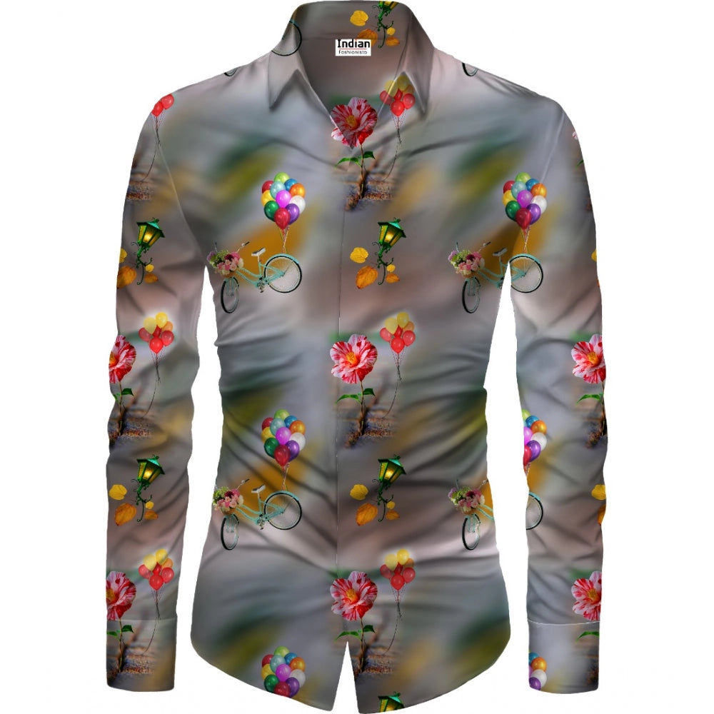 Men's Casual Floral Printed Cotton Blend Unstitched Shirt Fabric 1.6 Mtrs (Multicolor)