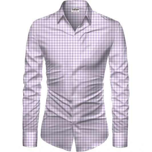 Men's Casual Floral Printed Cotton Blend Unstitched Shirt Fabric 1.6 Mtrs (Purple)