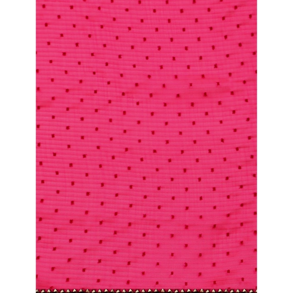 Women's Silk Blend Embellished Saree With Unstitched Blouse 5.5Mtr (Pink)
