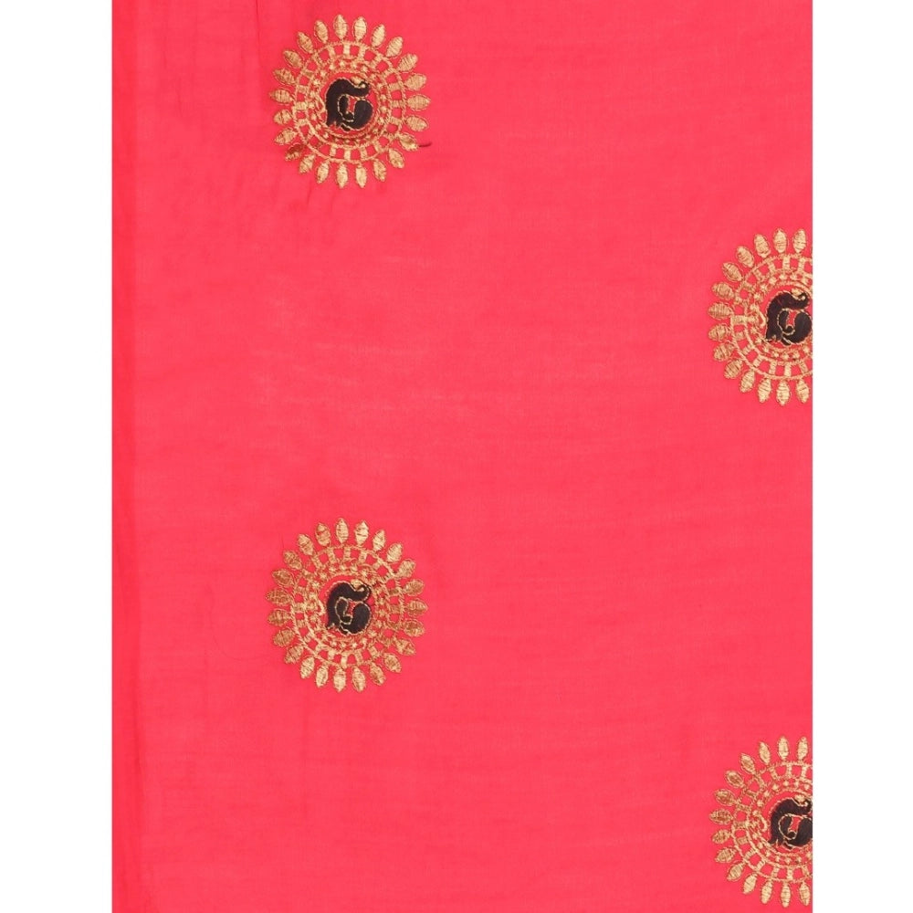 Women's Silk Blend Embroidered Saree With Unstitched Blouse 5.5Mtr (Pink)