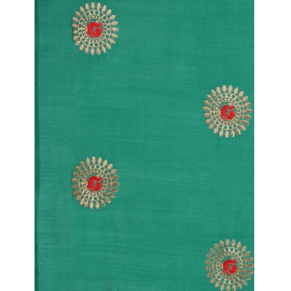 Women's Silk Blend Embroidered Saree With Unstitched Blouse 5.5Mtr (Green)