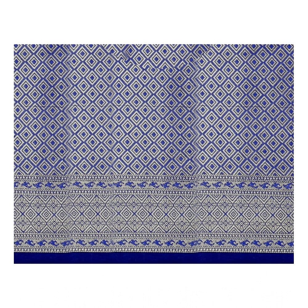 Women's Jacquard Woven Saree With Unstitched Blouse 5.5Mtr (Green-Blue)