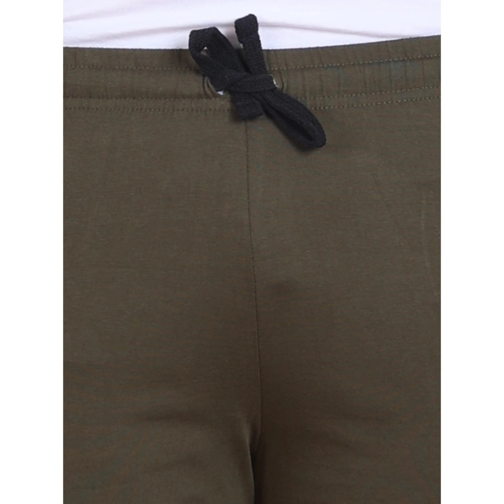 Men's Casual Cotton Striped Above knee Shorts (Olive)