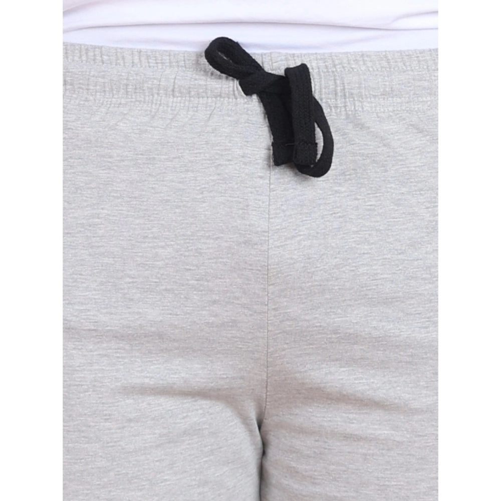 Men's Casual Cotton Striped Above knee Shorts (Greymelange)