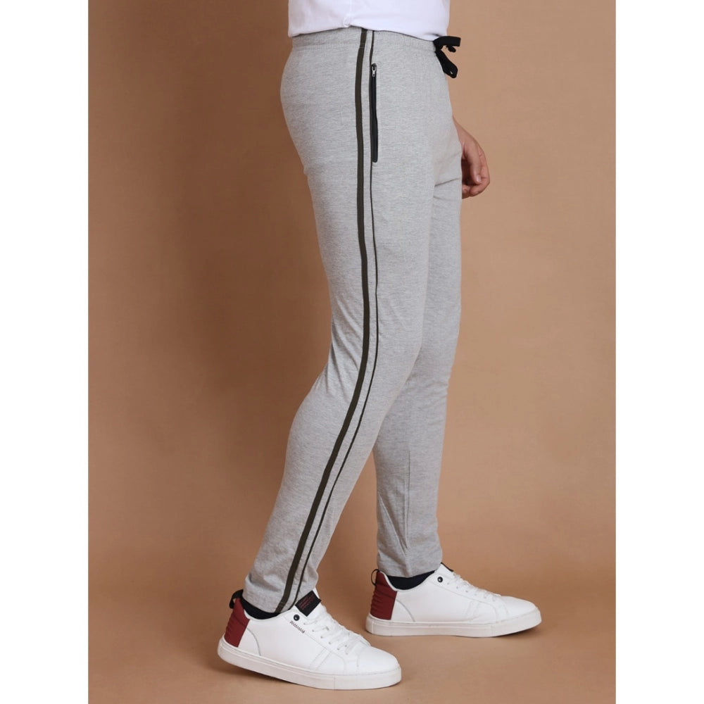 Men's Casual Cotton Striped Full Length Track Pant (Greymelange)