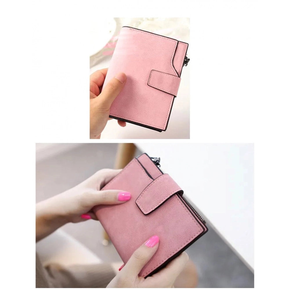 Women's Vegan Leather Small Zipper Wallet (RoseGlod)