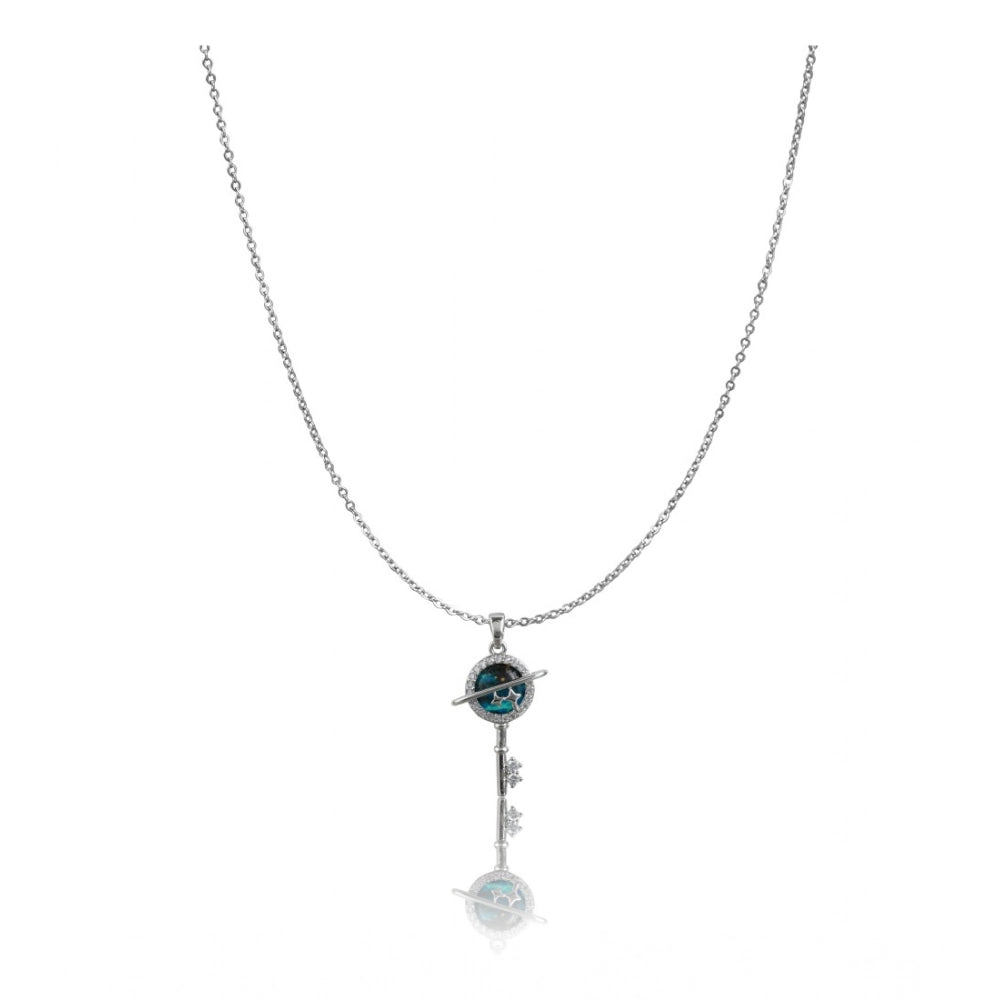 Women's Stainless Steel Key Design Delicate Chain (Silver Plated)