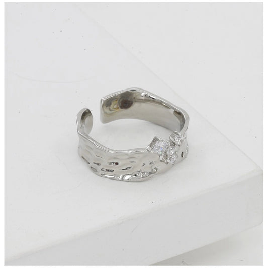 Stainless Steel Silver Polish Freesize Western Finger Ring (Silver Plated)