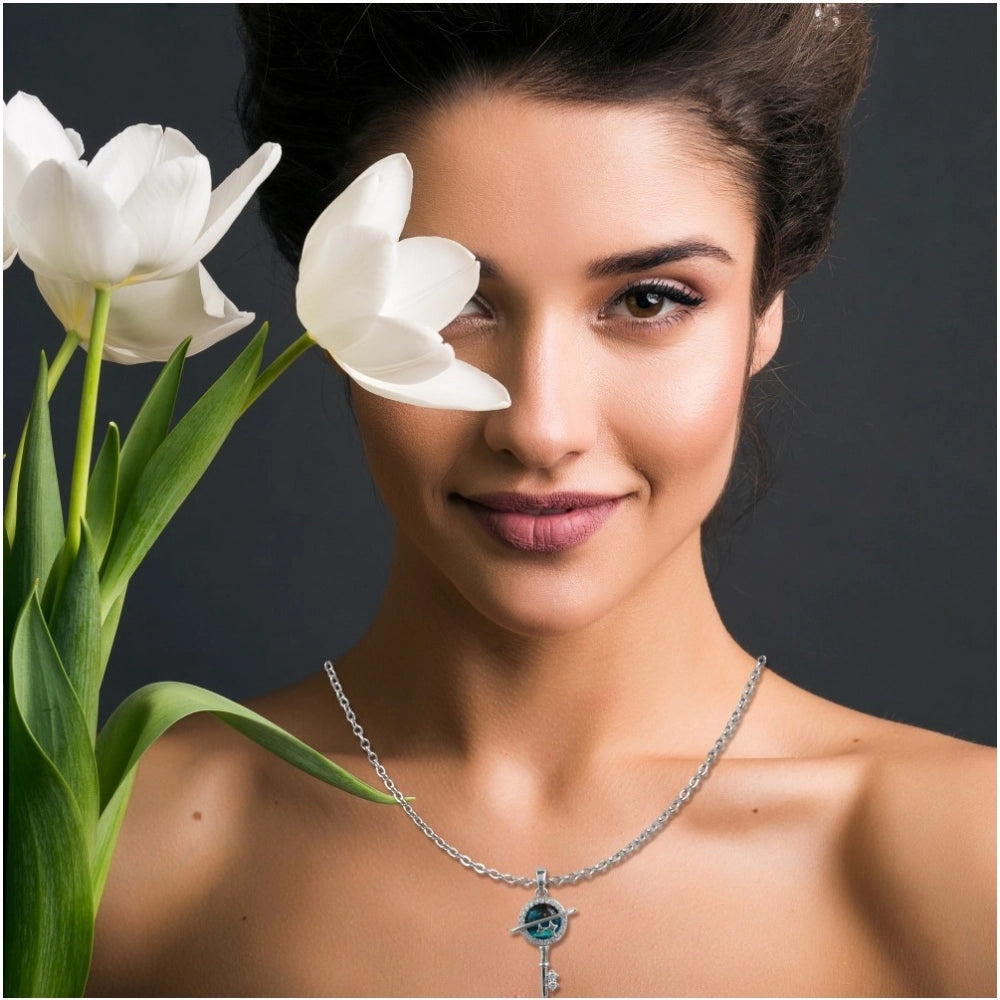 Women's Stainless Steel Key Design Delicate Chain (Silver Plated)