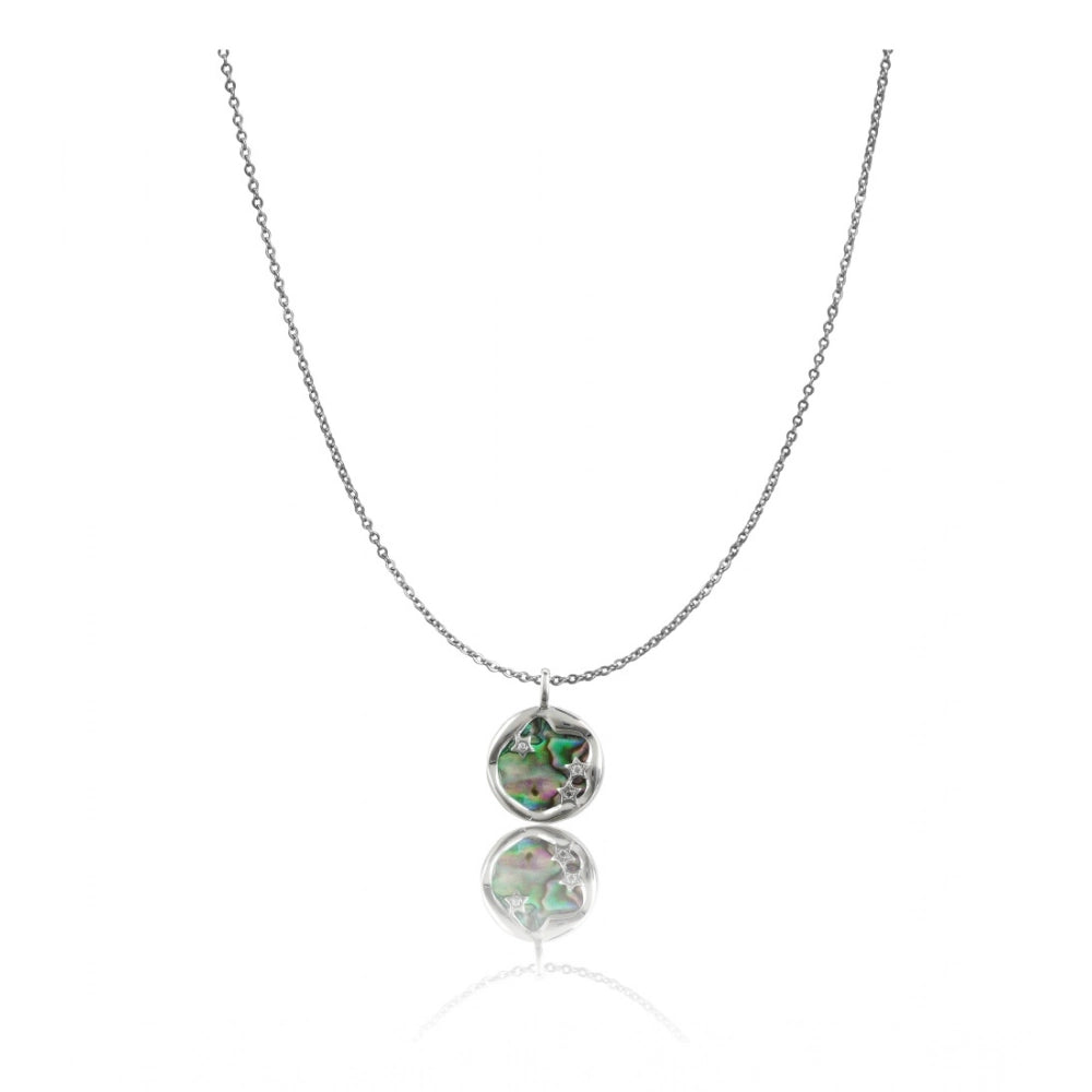 Women's Stainless Steel Galaxy Pendent Delicate Chain (Silver Plated)