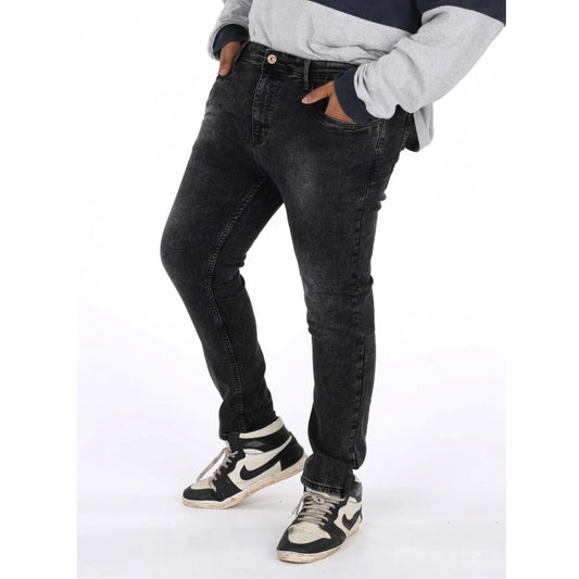 Men's Cotton Blended Solid Plus Size Jeans (Grey)