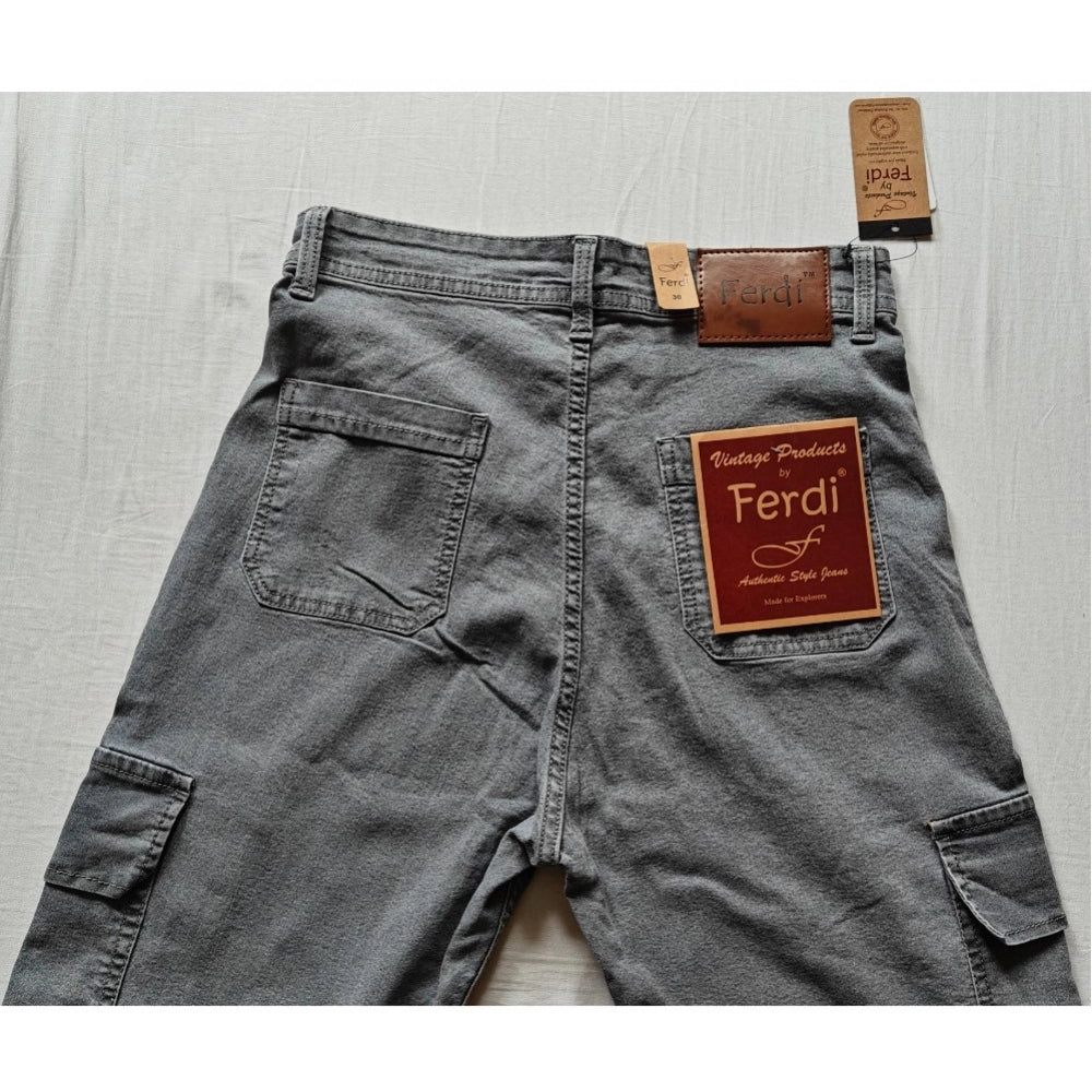 Women's Cotton Blended Solid Cargo Straight Fit (Grey)