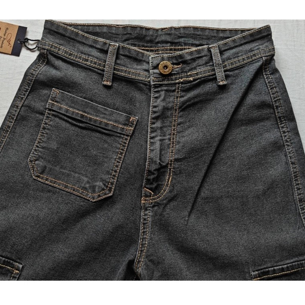 Women's Cotton Blended Solid Cargo Straight Fit (Grey)