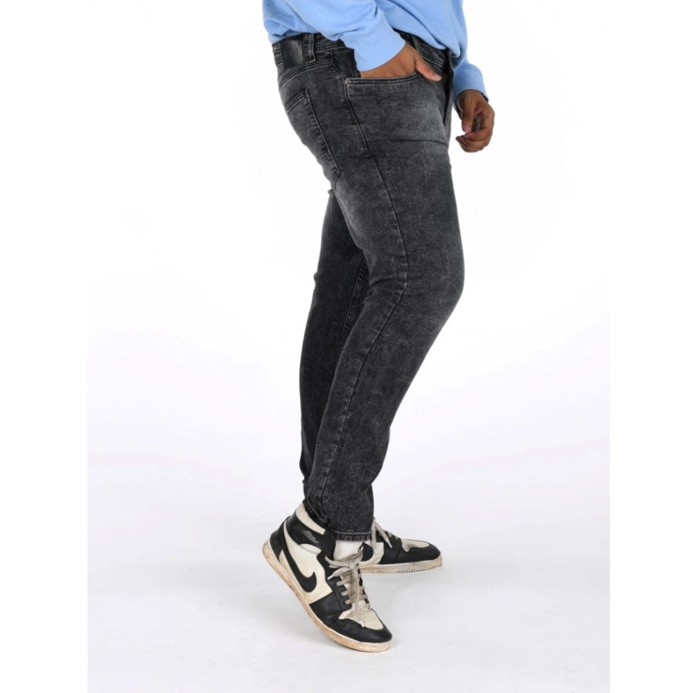 Men's Cotton Blended Solid Plus Size Jeans (Grey)