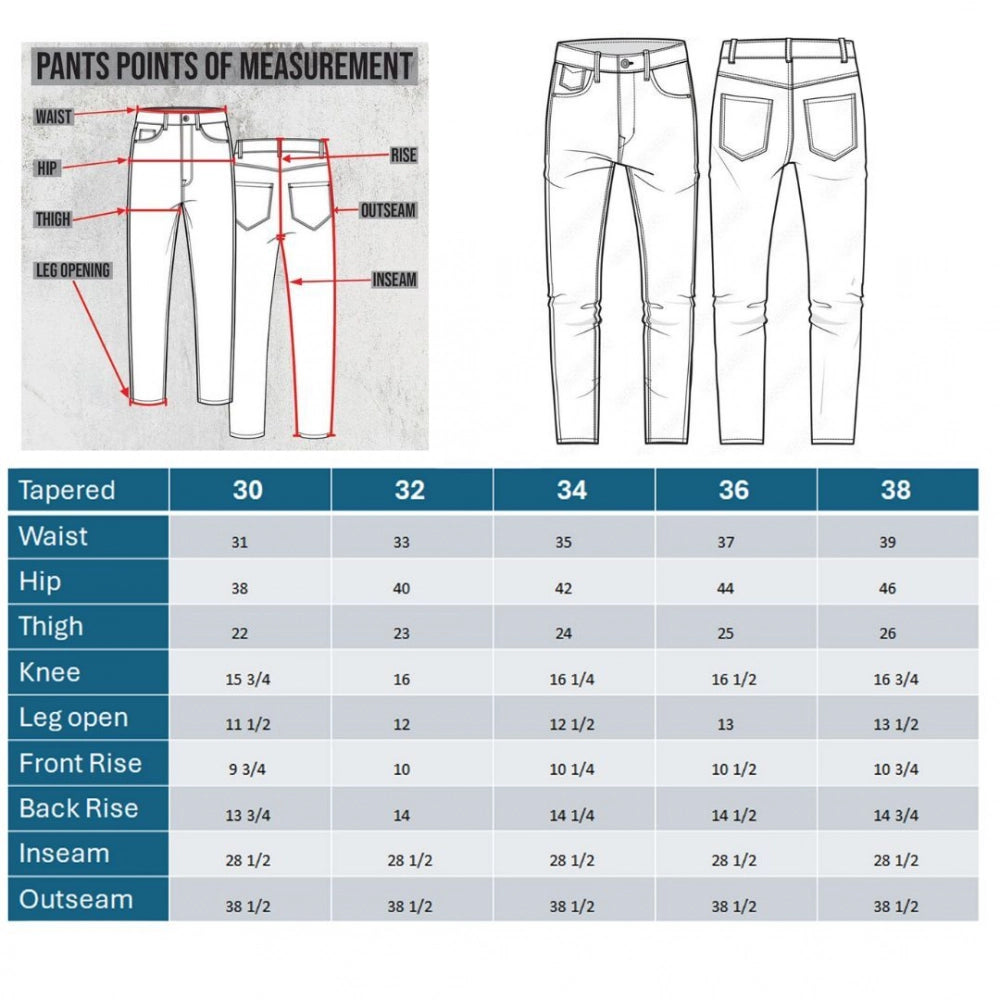 Men's Cotton Blended Solid Classic Fit Jeans (Beige)