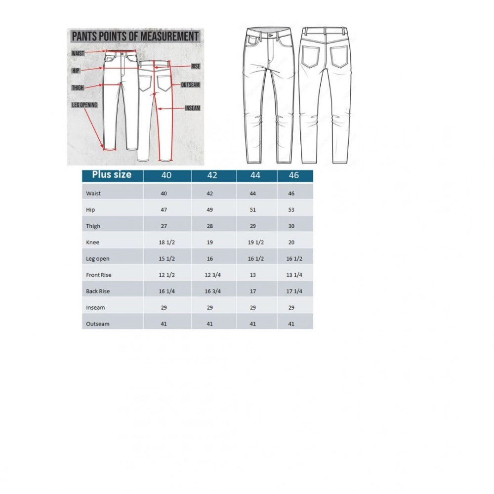 Men's Cotton Blended Solid Plus Size Jeans (Grey)