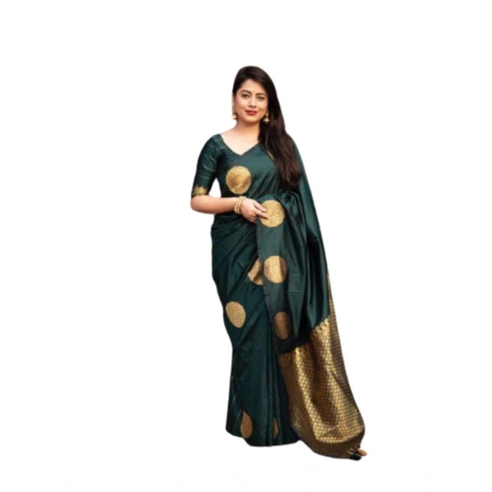 Women's Silk Printed Saree With Unstitched Blouse 5.5Mtr (Green)