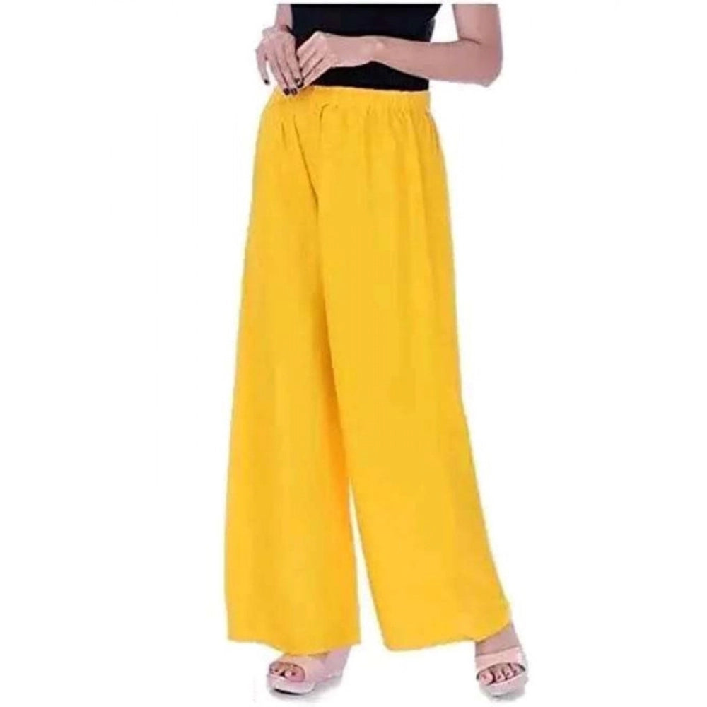 Women's Casual Rayon Solid Ankle Length Palazzo (Yellow , Free Size)