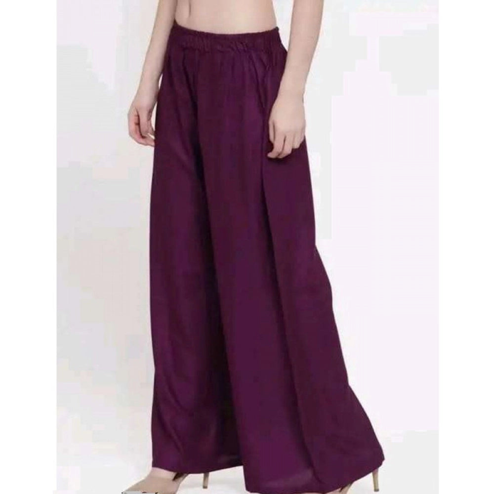 Women's Casual Rayon Solid Ankle Length Palazzo (Purple, Free Size)