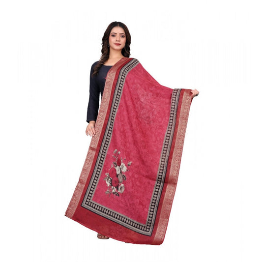 Women's chanderi silk  Printed Dupatta (Red, Length: 2 Mtr)