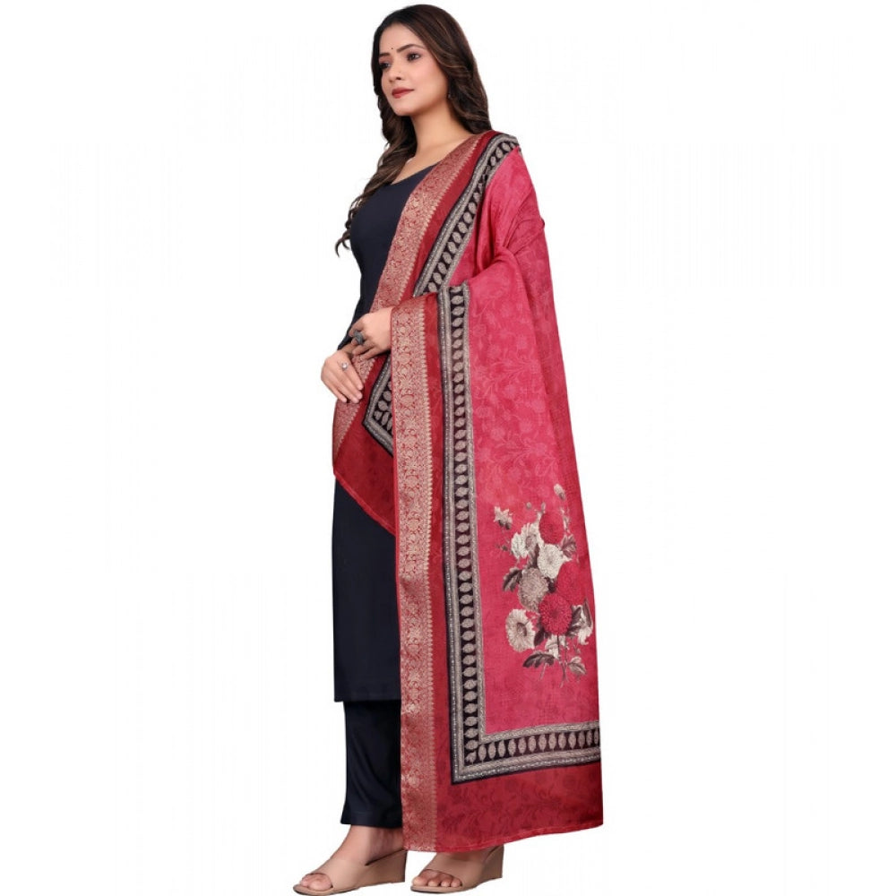 Women's chanderi silk  Printed Dupatta (Red, Length: 2 Mtr)