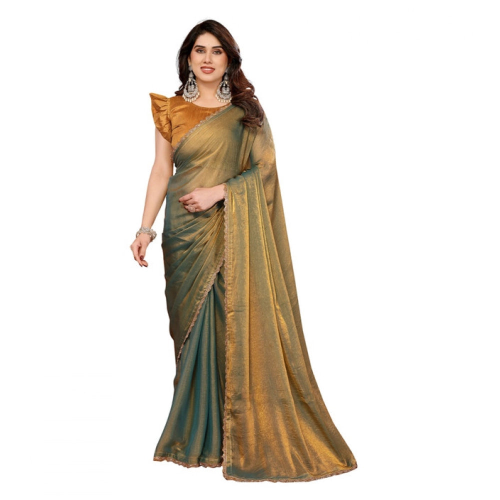 Women's Georgette Printed Saree With Unstitched Blouse 5.5Mtr (Green)