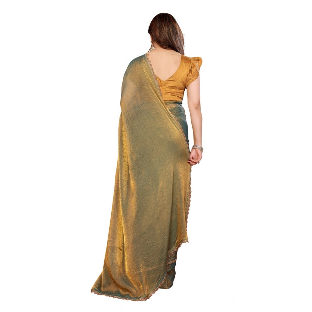 Women's Georgette Printed Saree With Unstitched Blouse 5.5Mtr (Green)