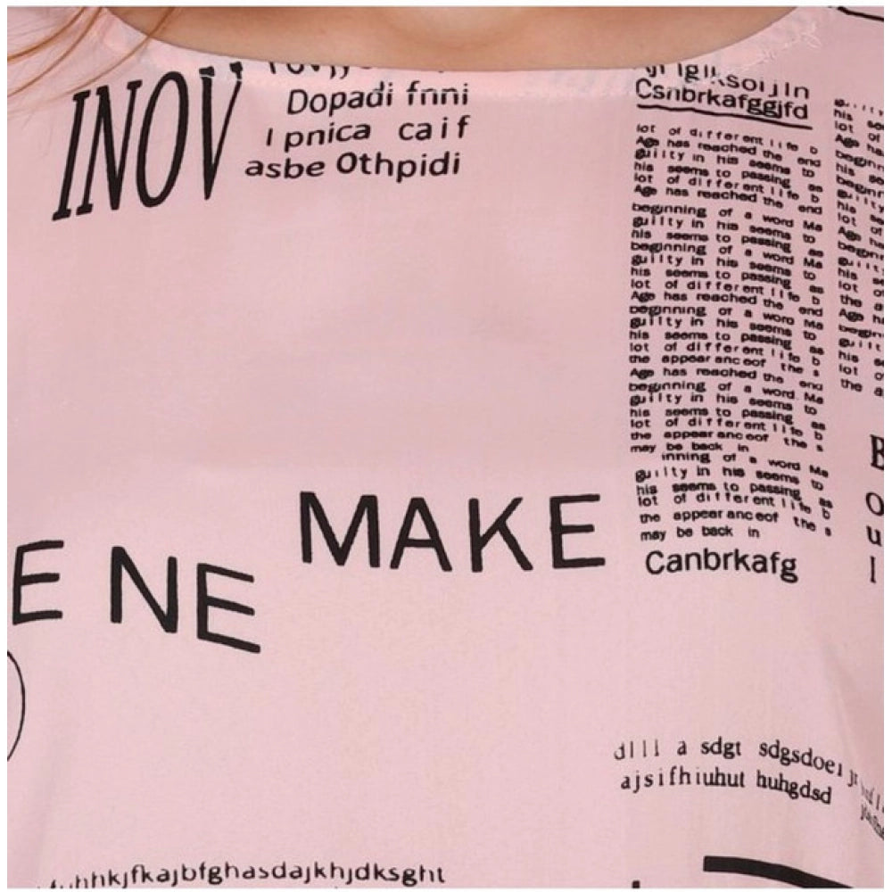 Women's Casual Crepe Sleeveless Slit Dress (Light Pink)