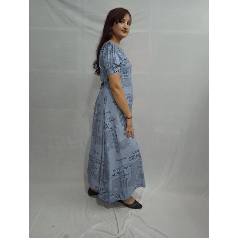 Women's Casual Crepe Half Sleeves Dress (Grey)