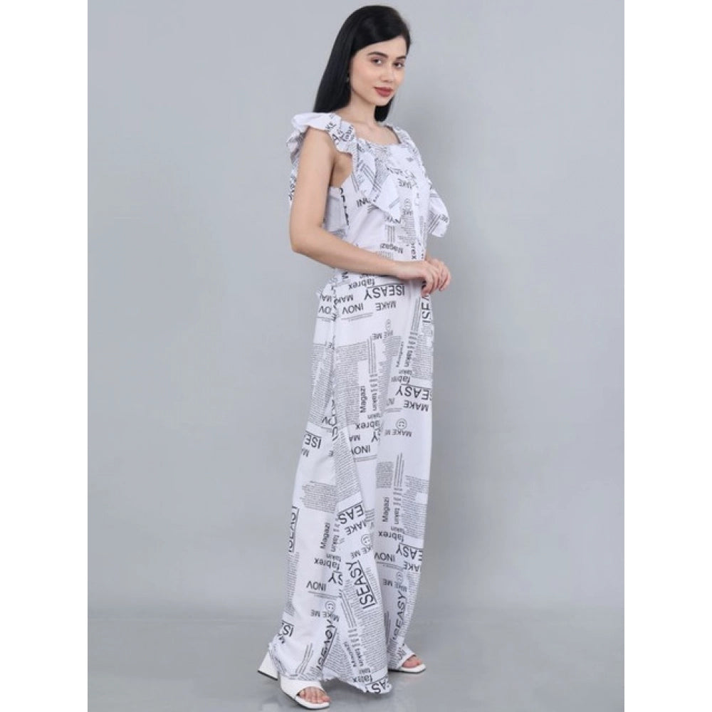 Women's Casual Crepe Sleeveless Dress (White)