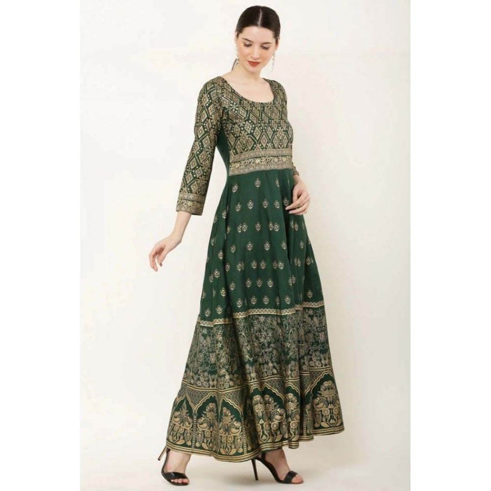 Women's Casual Rayon 3-4th Sleeves Anarkali Kurti (Green)