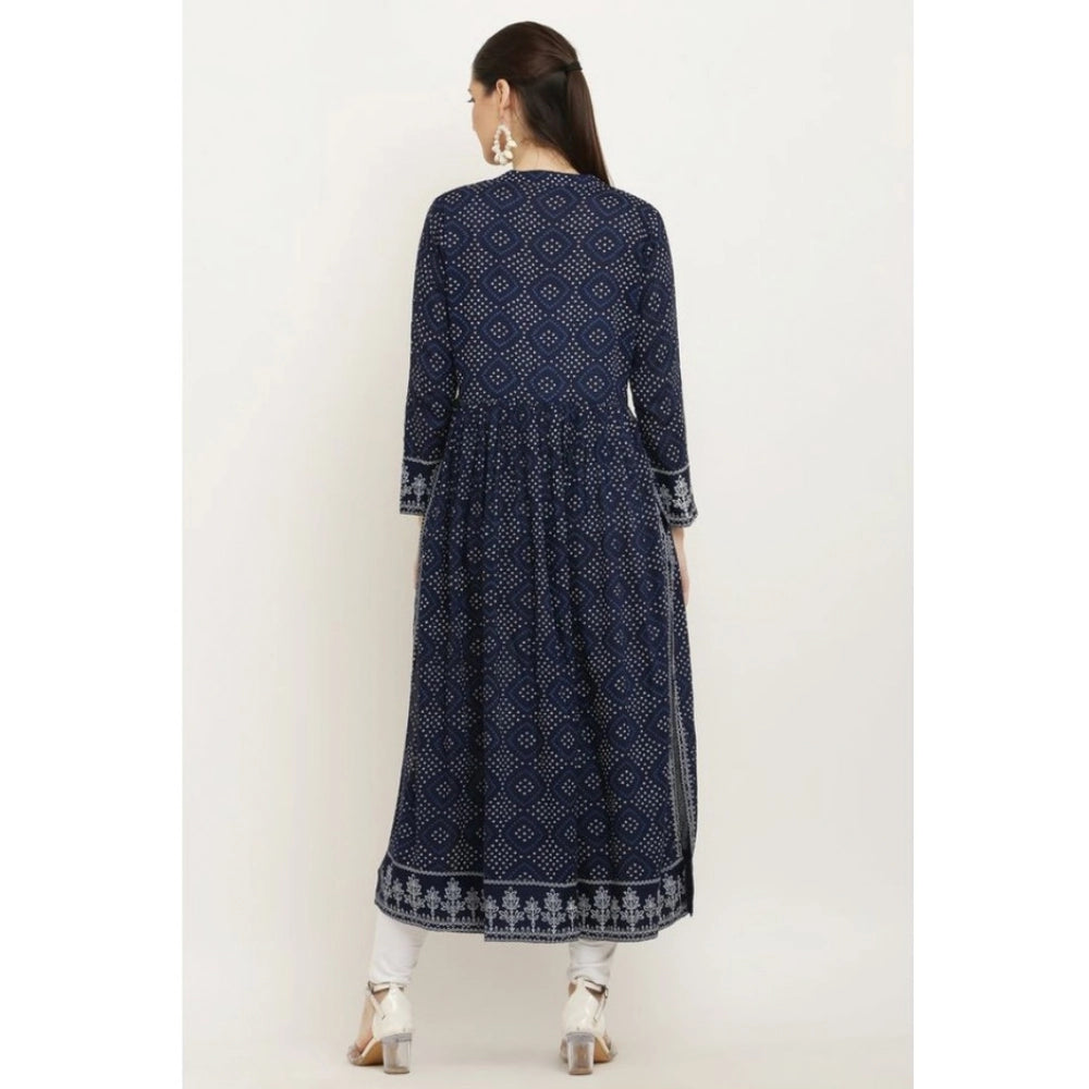 Women's Casual Rayon Full sleeve Kurti (Blue)