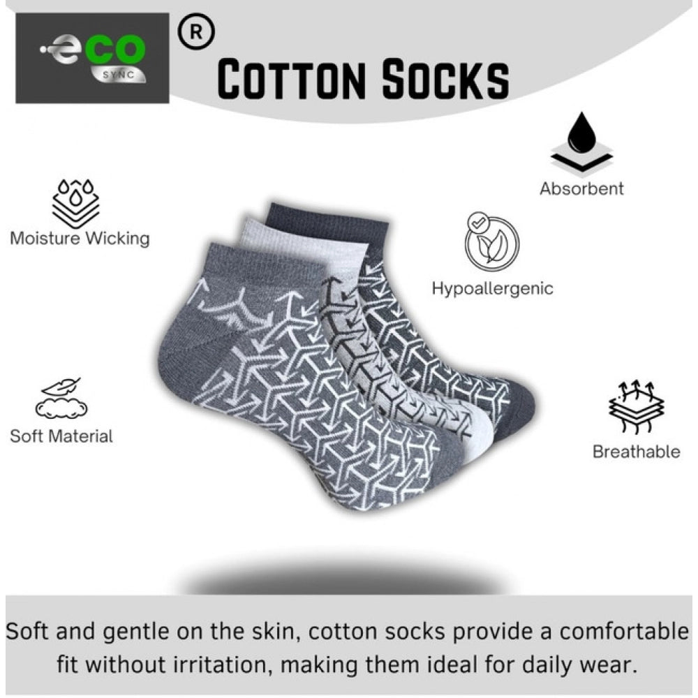 3_Pair Set Unisex Casual Cotton Printed Low Cut Socks (Multicolor)