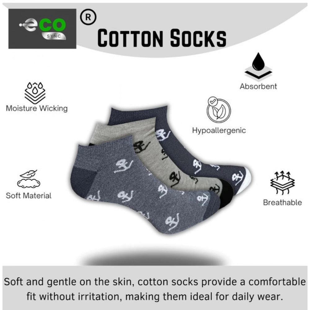 3_Pair Set Unisex Casual Cotton Printed Low Cut Socks (Multicolor)