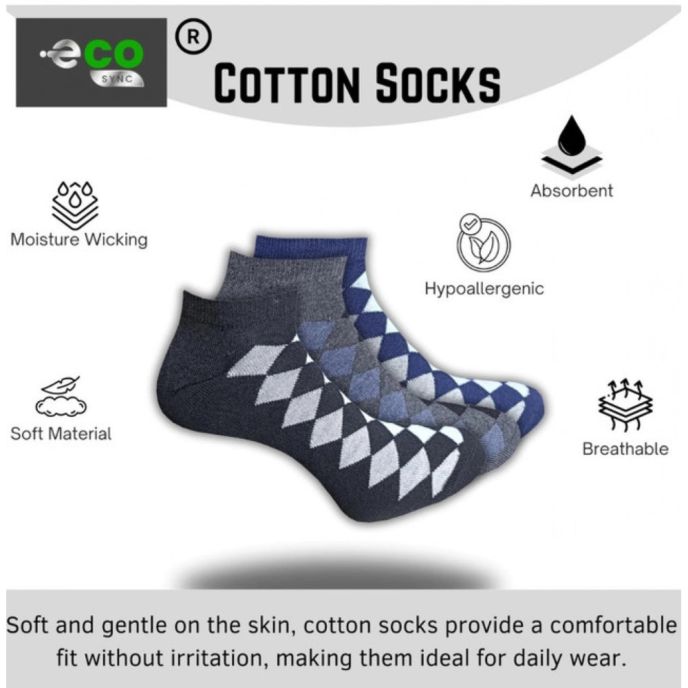 3_Pair Set Unisex Casual Cotton Printed Low Cut Socks (Multicolor)