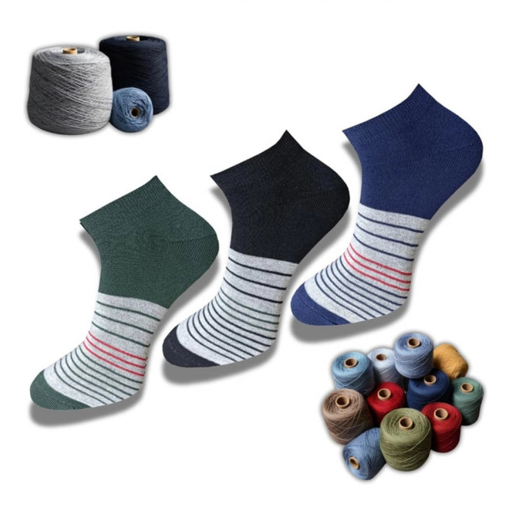 3_Pair Set Unisex Casual Cotton Printed Low Cut Socks (Multicolor)