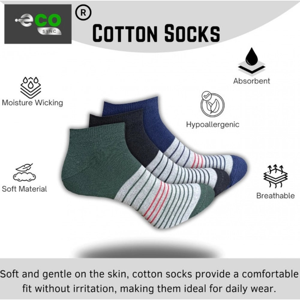 3_Pair Set Unisex Casual Cotton Printed Low Cut Socks (Multicolor)