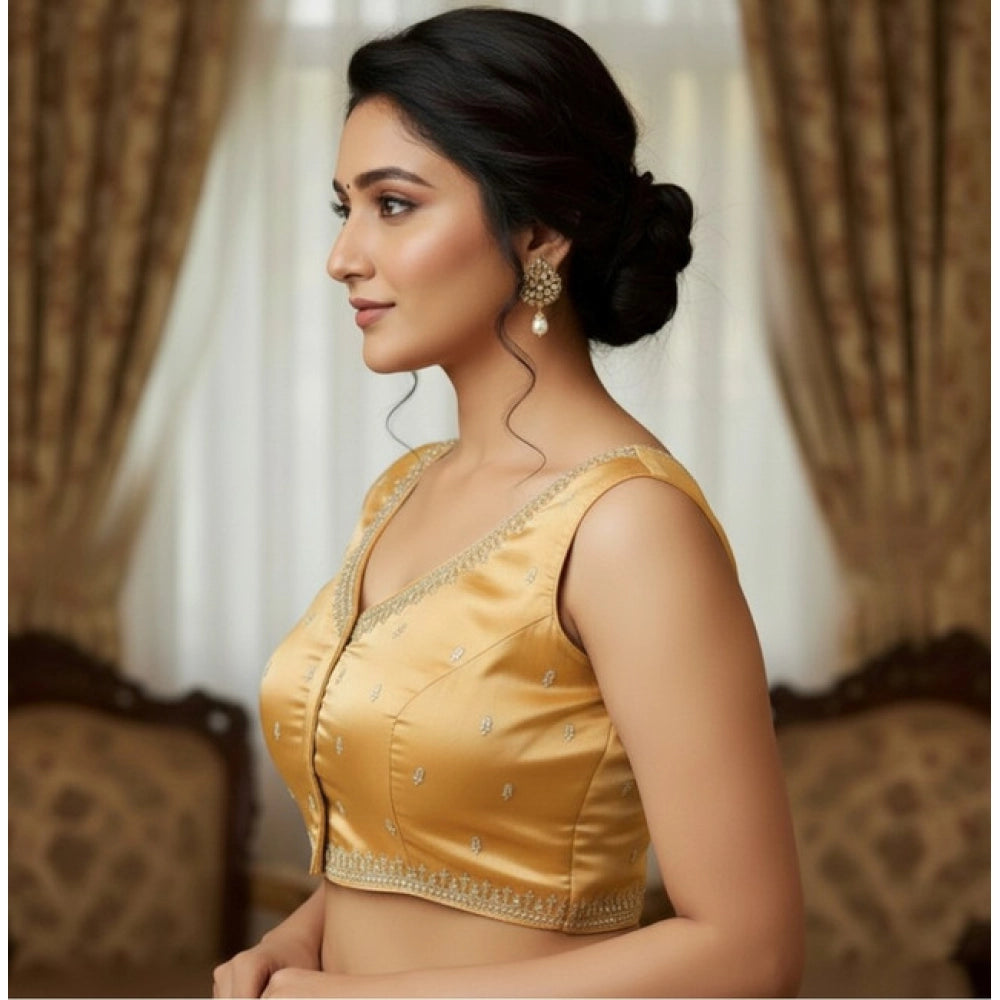 Women's Zimmi Choo Sequin Work V-Neck Padded Blouse (Beige 38 Ready (Self Alterable 36–40)