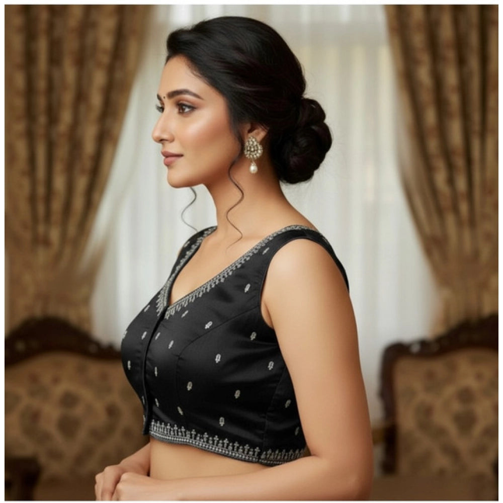 Women's Zimmi Choo Sequin Work V-Neck Padded Blouse (Black 38 Ready (Self Alterable 36–40)